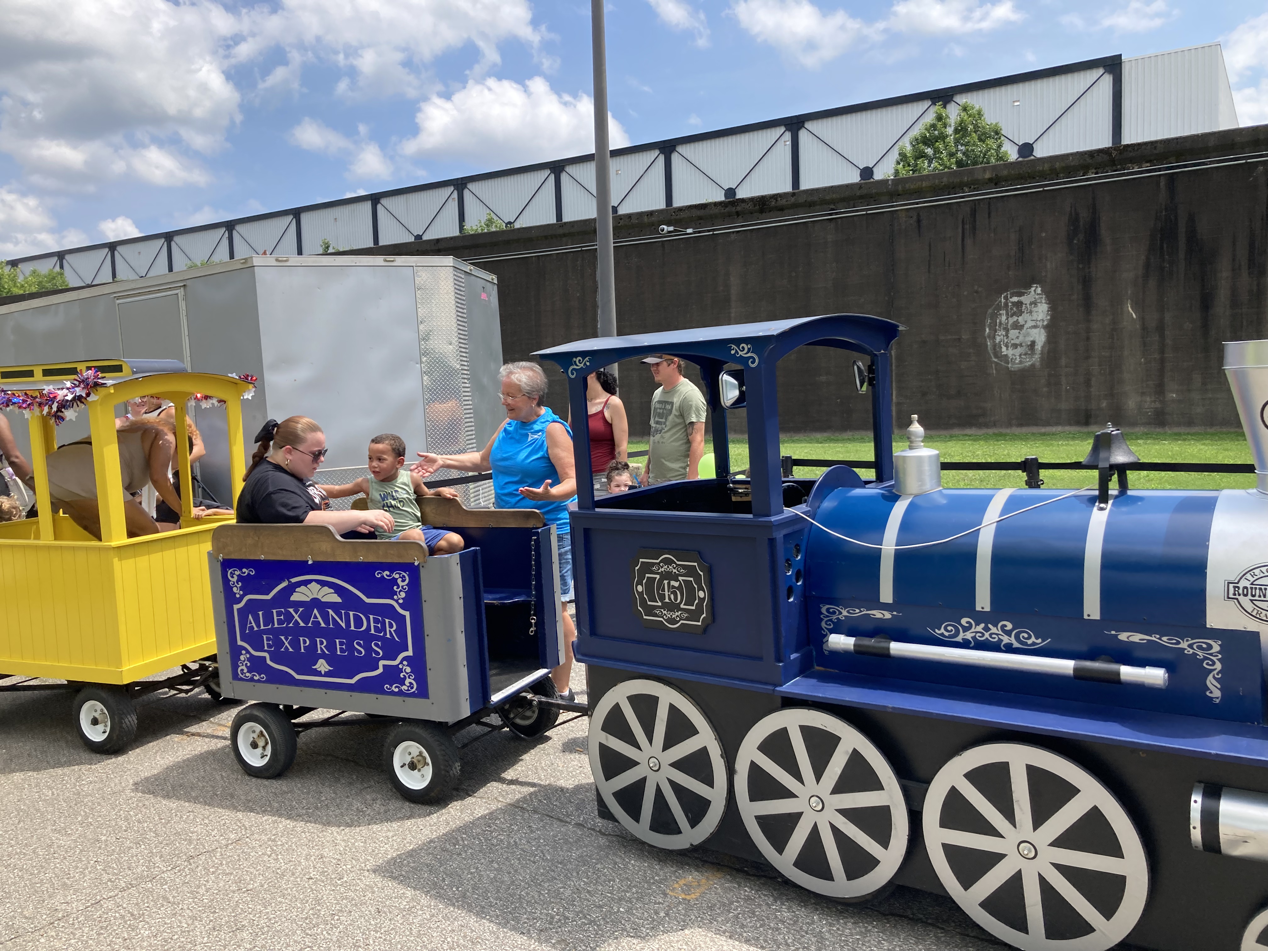 Kids waiting to Board the Trackless Train Alexander Express Train Rental